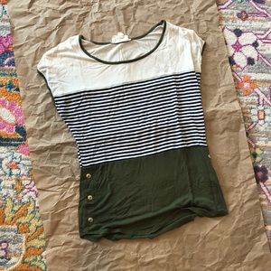 Striped Color Block Blouse